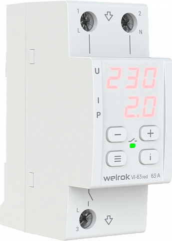 Welrok VI-63 red реле напряжения 63 А max 80 A 13 900 ВА