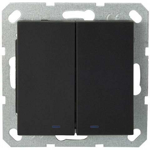 Jasmart G Черный матовый Выключатель 2-кл перекрестный с подсветкой 10A 250V~