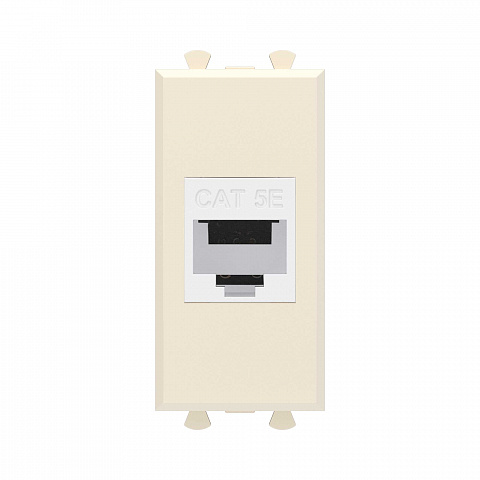 DKC Компьютерная розетка RJ-45 без шторки модульная, кат.5е, "Avanti", "Ванильная дымка", 1 модуль