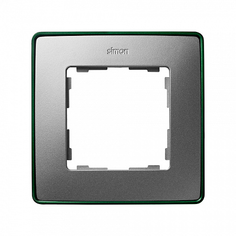 Simon 82 Detail Холодный Алюминий, зеленое основание Рамка 1-ая
