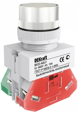Dekraft Выключатель кноп. ABLF D22 БЕЛЫЙ 220В ВK-22
