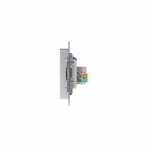 Systeme Electric AtlasDesign Алюминий Розетка двойная комп+ТВ, RJ45+TV, кат.5E, механизм