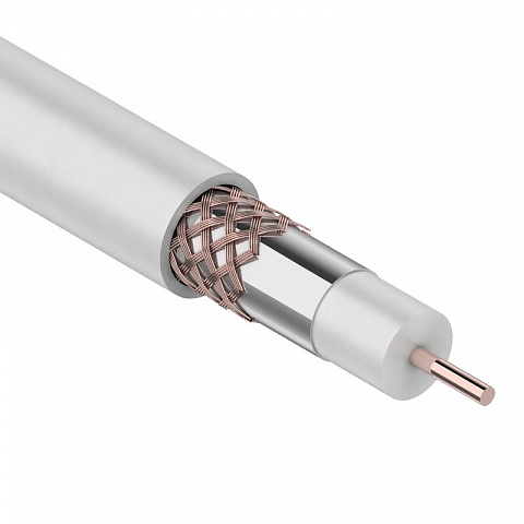 Кабель коаксиальный RG-6U+CU, (75%), 75 Ом, (бух305) белый Rexant