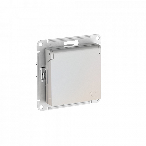 Systeme Electric AtlasDesign Жемчуг Розетка с заземл. со шторк. с крышкой, 16А, IP20,мех., быстрозажим. клем.