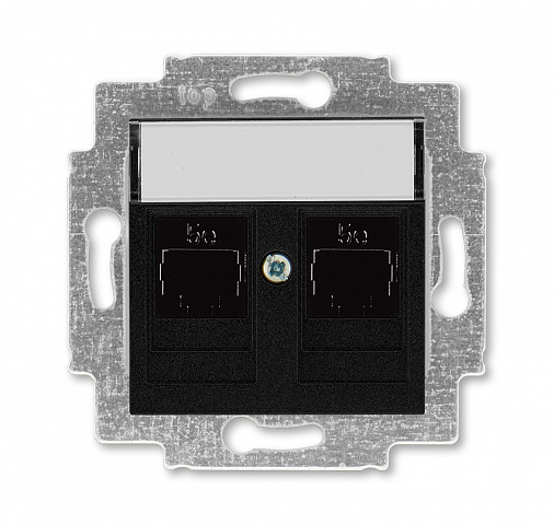 ABB EPJ Levit антрацит / дымчатый чёрный Розетка компьютерная, 2хRJ45 кат,5e, антрацит