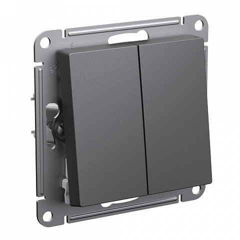 Systeme Electric AtlasDesign Базальт Выключатель 2-клавишный с самовозвратом, сх.5, 10АХ, механизм