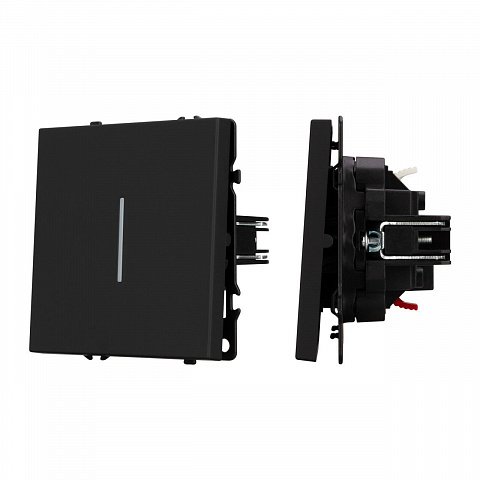 Механизм выключателя одноклавишный проходной LED SWT-NOBE-MKP1-SFPL-L-BK (230V, 10A) Arlight 054261