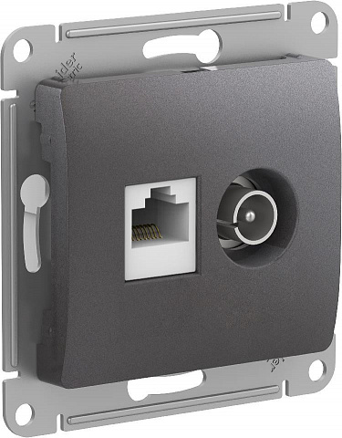 Systeme Electric Glossa Графит Розетка двойная TV + компьютерная RJ45, кат. 5Е