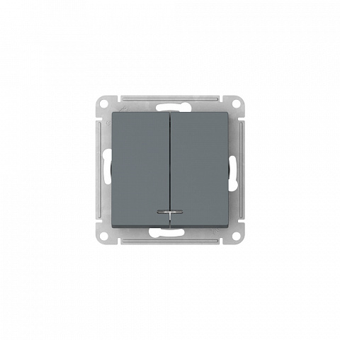 Systeme Electric AtlasDesign Грифель Выключатель 2-клавишный с подсвет.,сх.5а, 10АХ, мех., быстрозажим. клем.