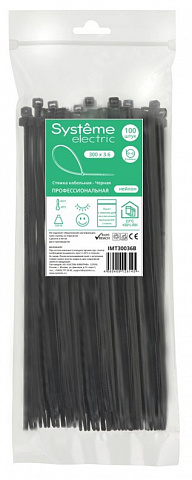 Systeme Electric Стяжка кабельная 300х3.6 Чёрная (100шт)