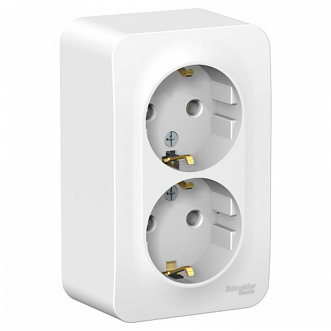 Systeme Electric Blanca наруж Бел Розетка 2-ая с/з без шторок, 16А, 250В