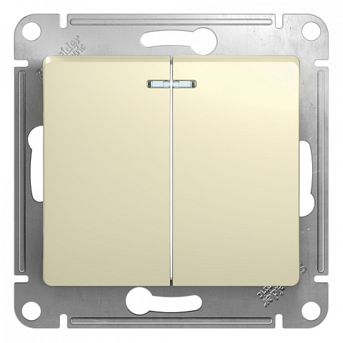 Systeme Electric Glossa Беж Выключатель 2-клавишный с подсветкой, сх.5а, 10АХ