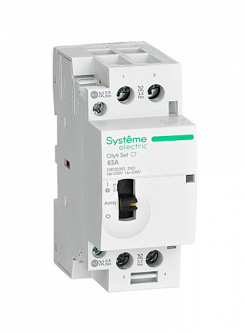 Systeme Electric City9 SET Модульный контактор 2P 2НО 63A, Ручное управление, AC 230В-230В