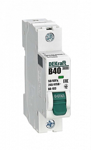 Dekraft Автоматический выключатель 1Р 40А х-ка B ВА-103 6кА