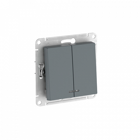 Systeme Electric AtlasDesign Грифель Выключатель 2-клавишный с подсвет.,сх.5а, 10АХ, мех., быстрозажим. клем.