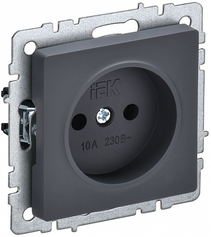 IEK BRITE BASE Графит Розетка 1-м б/з без защ.штор. 10А РС10-1-0-БрГ