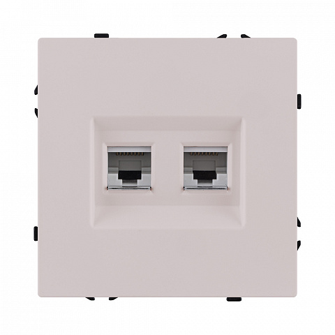 Розетка двойная Ethernet RJ45 Cat.6, кашемир матовый Kollinger Eclipse EC-018CM