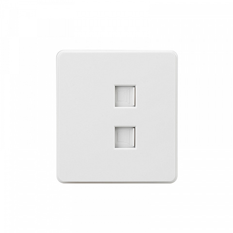 KRANZ ROUND Розетка компьютерная двойная RJ45+RJ45 кат6 с/у перламутр , с 1-пост. рамкой