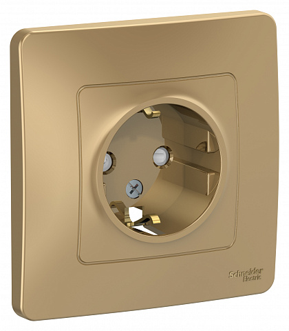 Systeme Electric Blanca внутр Титан Розетка с/з со шторками, 16А, 250В
