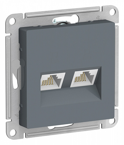 Systeme Electric AtlasDesign Грифель Розетка двойная компьютерная RJ45+RJ45, кат.5E, механизм
