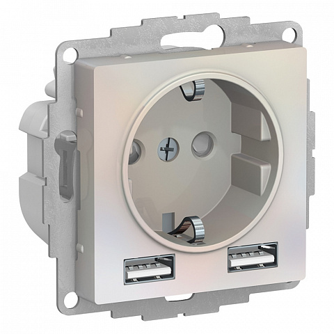 Systeme Electric AtlasDesign Жемчуг SO + USB Розетка A+A, 5В/2,4А, 2х5В/1,2А, механизм