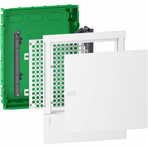 Schneider Electric RESI9 MP (Mini Pragma) IT щит мультимедийный встраеваемый с белой дверью 2 ряда/12 модулей, IP40, IK07, Италия