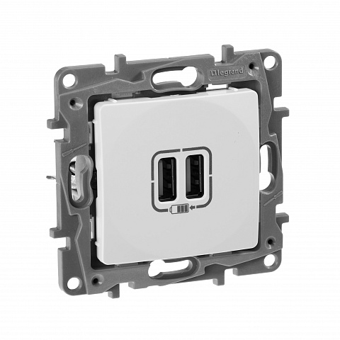 Legrand Etika Белый Розетка USB 2-ая 240В/5В 2400мА