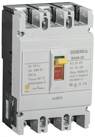 IEK GENERICA Выкл. авт. ВА66-35 3Р 200А 25кА