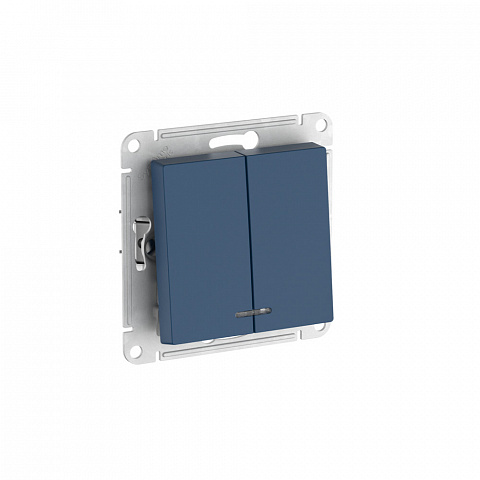 Systeme Electric AtlasDesign Аквамарин Выключатель 2-клавишный с подсвет.,сх.5а, 10АХ,мех., быстрозажим. клем.