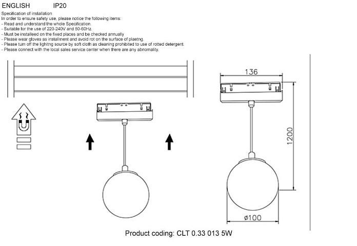 Светильник на шине Crystal Lux CLT 0.33 013 5W BL 4000K