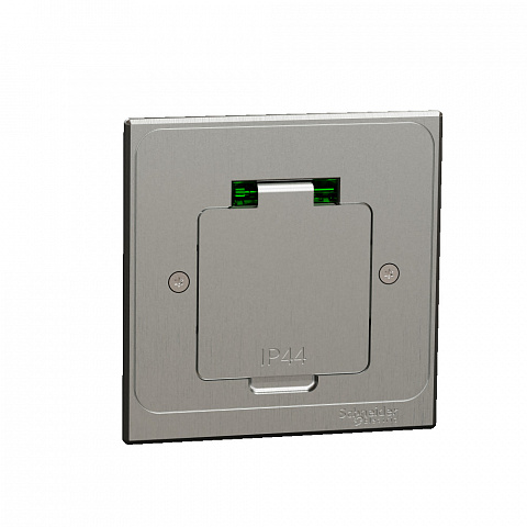 Schneider Electric US+ Люк квадратный размер XS с 1 розеткой (2К+З ) металлический IP44