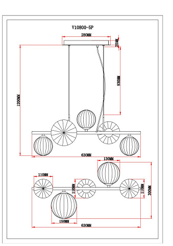 Подвесная люстра Moderli V10800-5P