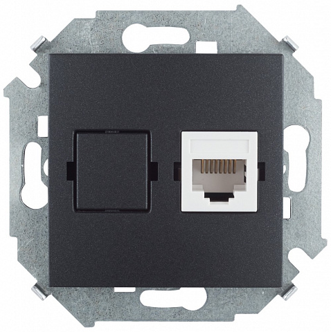 Simon 15 Графит Розетка компьютерная RJ45 кат.5е, Systimax