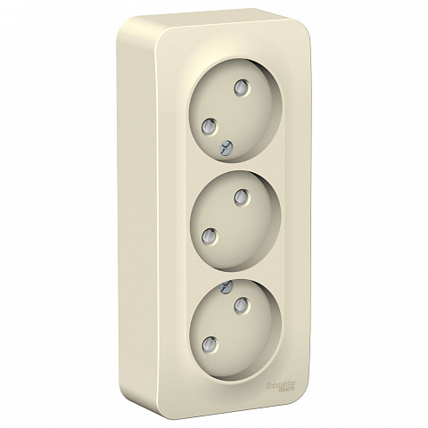 Systeme Electric Blanca наруж Молочная Розетка 3-ая б/з со шторками 16А, 250В, изолир. пластина
