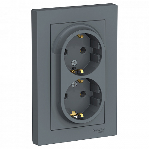 Systeme Electric AtlasDesign Грифель Розетка с/з двойная, 16А, в сборе