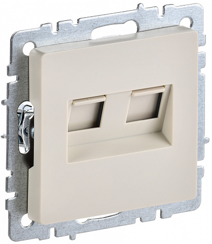 IEK BRITE BASE Бежевый Розетка двойная RJ11+RJ45 кат.5E РК/Т12-БрКр