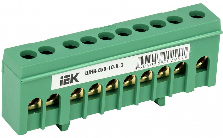 IEK Шина PE земля в корп изол на DIN-рейку ШНИ-6х9-10-К-З