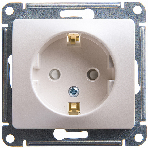 Systeme Electric Glossa Перламутр Розетка с/з со шторками, 16А