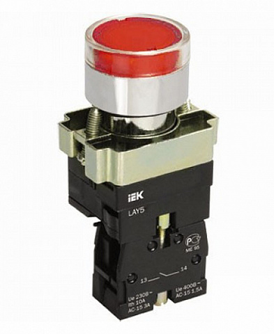 IEK LAY5 Кнопка управления LAY5-BW3461 с подсветкой красный 1з