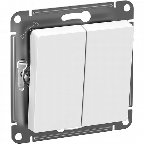 Systeme Electric AtlasDesign Aqua Белый Выключатель 2-клавишный IP44, сх.5, 10АХ, механизм