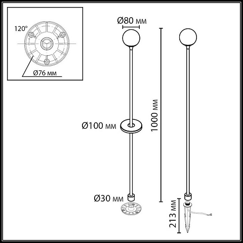 Садово-парковый светильник Odeon Light 7120/3GLB