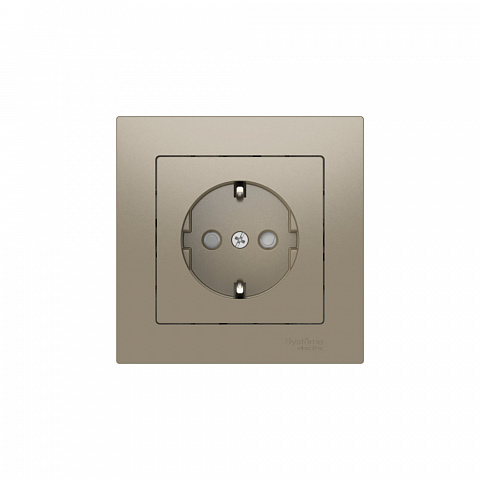 Systeme Electric AtlasDesign Шампань Розетка с заземлением со шторками, 16А, в сборе, быстрозажим. клем.