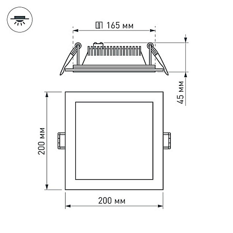 Встраиваемый светодиодный светильник Arlight LT-S200x200WH 16W Day White 120deg 014922