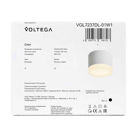 Потолочный светильник Voltega Грейв / Grave VGL7237DL-01W1