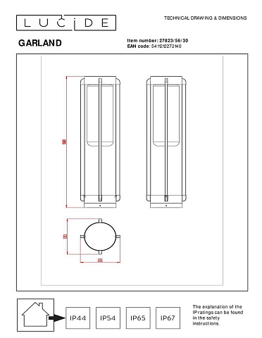 Уличный светильник Lucide Garland 27823/56/30