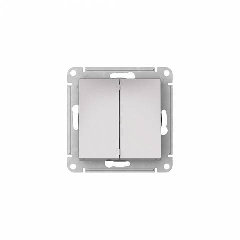 Systeme Electric AtlasDesign Алюминий Выключатель 2-клавишный, сх.5, 10АХ, мех., быстрозажим. клем.