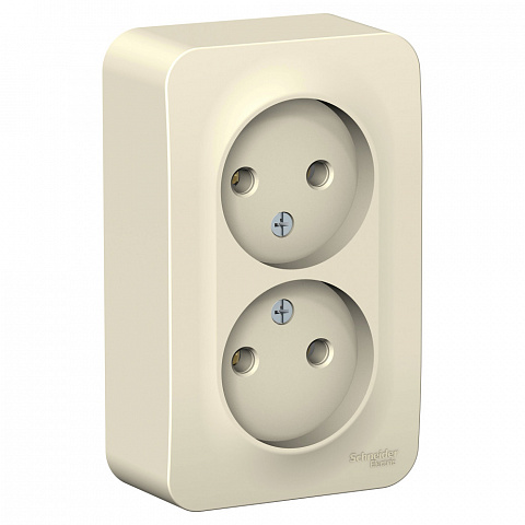Systeme Electric Blanca наруж Молочная Розетка 2-ая б/з без шторок, 16А, 250В