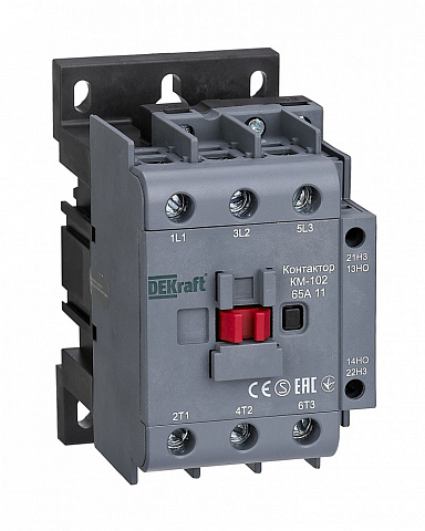 Dekraft Контактор 65А 230В АС3 АС4 1НО+1НЗ КМ-102