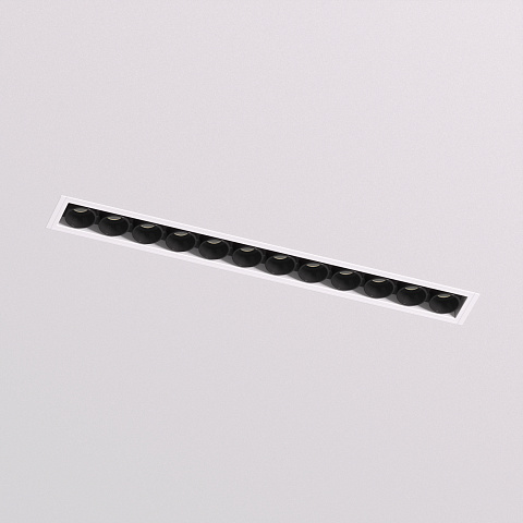 DK2532-WB Встраиваемый светильник SPACE со светодиодом под шпатлевку L240mm 220V 20W 38° 4000К IP20 белый/черный алюминий