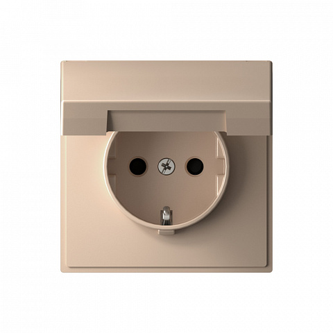 Systeme Electric ArtGallery Песочный Розетка с заземл. со шторк. с крышкой, 16А, IP20, механизм